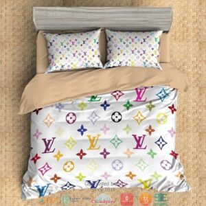 Louis Vuitton Lv Multicolor Pattern Duvet Cover Bedding Set