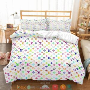Louis Vuitton Lv Multicolor White Duvet Cover Bedding Set