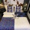 Louis Vuitton Lv Navy And White Caro Pattern Duvet Cover Bedding Set