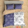 Louis Vuitton Lv Navy And White Duvet Cover Bedding Set