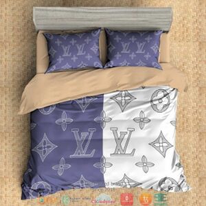 Louis Vuitton Lv Navy And White Duvet Cover Bedding Set