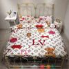 Louis Vuitton Lv Perfume Pattern Red White Duvet Cover Bedding Set