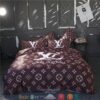 Louis Vuitton Lv White Logo Brown Duvet Cover Bedding Set