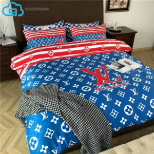 Louis Vuitton Monogram Red And Blue Duvet Cover Bedding Sets