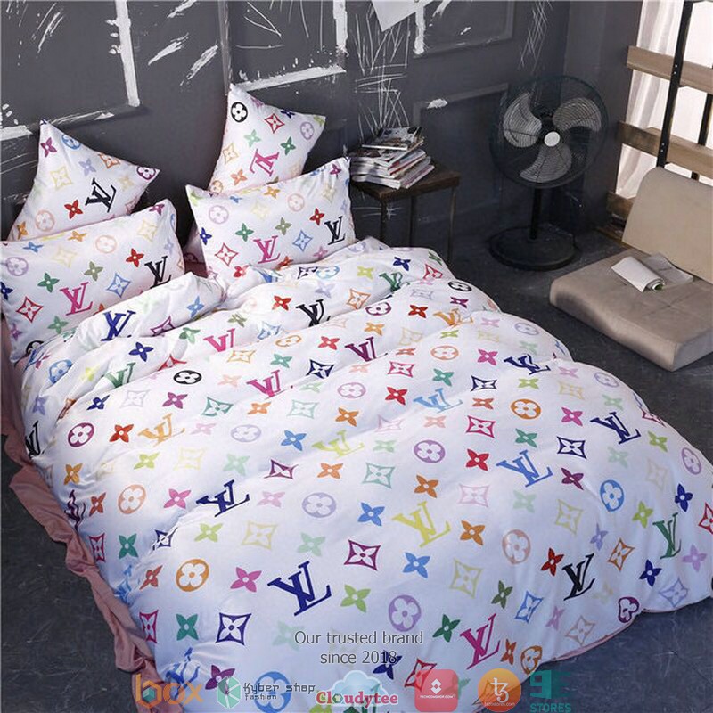 Louis Vuitton Multicolor White Duvet Cover Bedding Set Louis Vuitton Multicolor White Duvet Cover Bedding Set