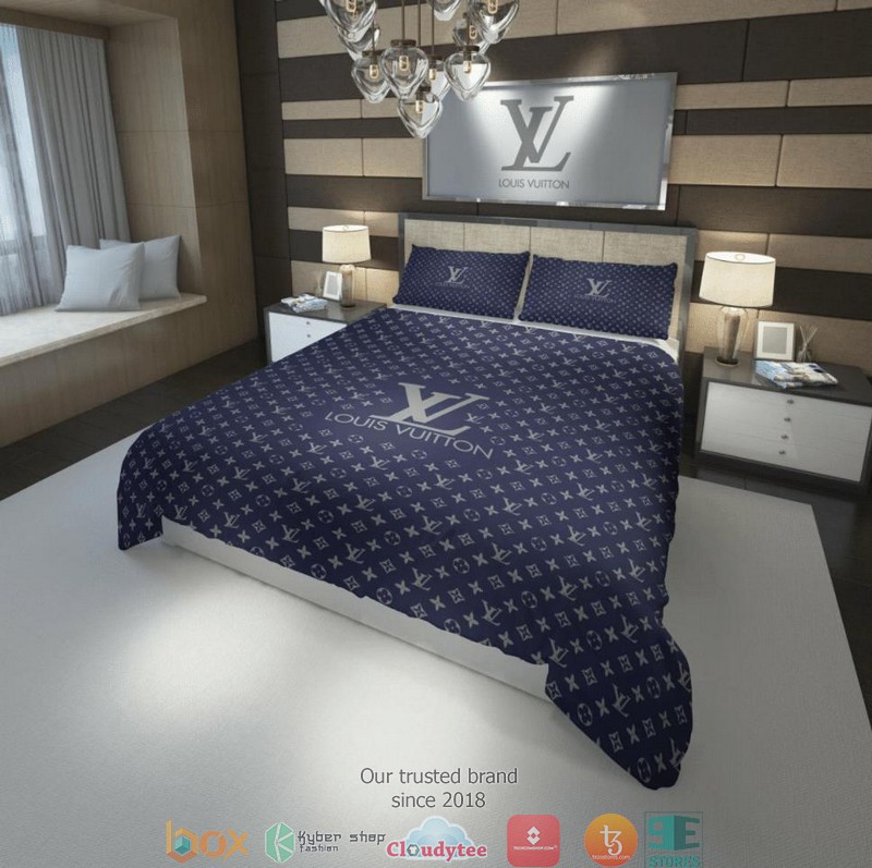 Louis Vuitton Navy Blue Quilt Bedding Set Louis Vuitton Navy Blue Quilt Bedding Set