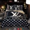 Louis Vuitton Paris Black Quilt Bedding Set