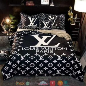 Louis Vuitton Paris Black Quilt Bedding Set