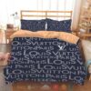 Louis Vuitton Paris Blue Pattern Quilt Bedding Set