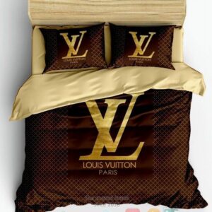 Louis Vuitton Paris Brown Quilt Bedding Set