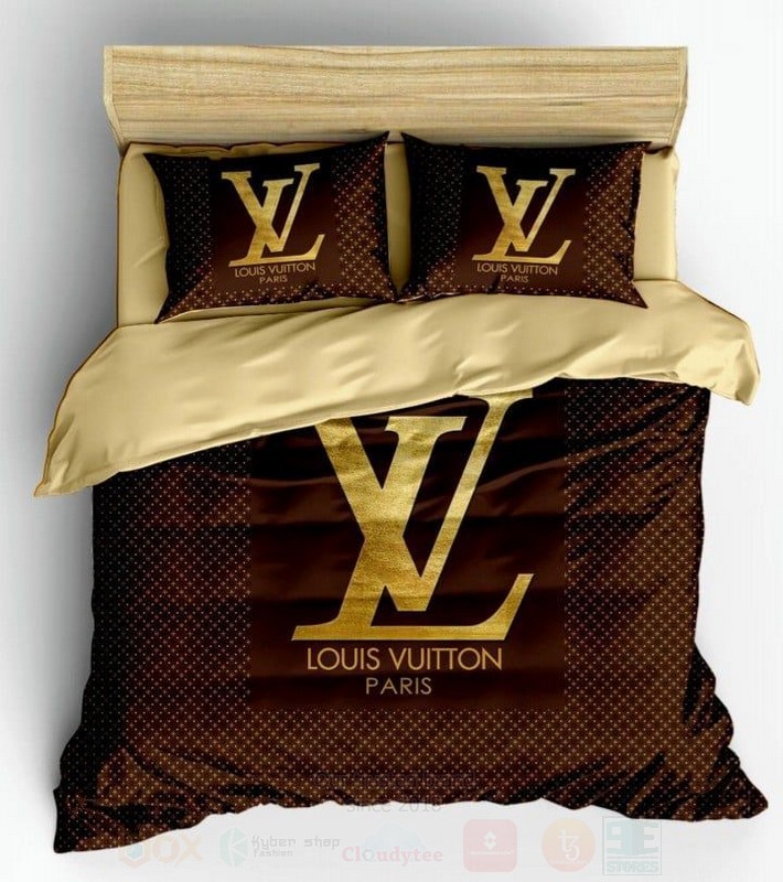 Louis Vuitton Paris Dark Brown Luxury Brand Bedding Set Louis Vuitton Paris Dark Brown Luxury Brand Bedding Set