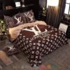 Louis Vuitton Paris Lv Luxury Brand Brown Pattern Quilt Bedding Set