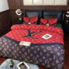 Louis Vuitton Red-Dark Purple Luxury Brand Bedding Set