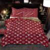 Louis Vuitton Red Luxury Brand Bedding Set
