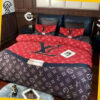 Louis Vuitton Red Pattern Symbol Full Print Bedding Set