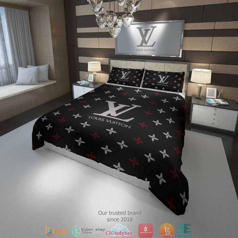 Louis Vuitton Red White Pattern Navy Duvet Cover Bedding Set Louis Vuitton Red White Pattern Navy Duvet Cover Bedding Set