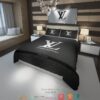 Louis Vuitton Silver Logo Black Duvet Cover Bedding Set