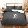 Louis Vuitton Silver Logo Grey Quilt Bedding Set