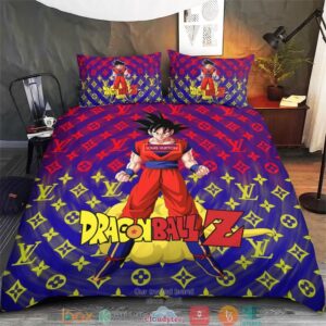 Louis Vuitton Son Goku Dragon Ball Quilt Bedding Set