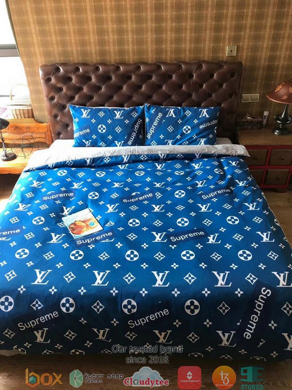 Louis Vuitton Supreme Blue Duvet Cover Bedding Set Louis Vuitton Supreme Blue Duvet Cover Bedding Set