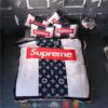 Louis Vuitton Supreme Navy White Duvet Cover Bedding Set
