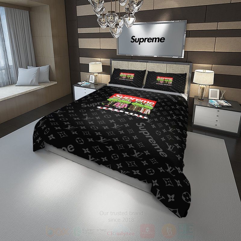 Louis Vuitton Teenage Mutant Ninja Turtles Chibi Black Luxury Brand Bedding Set Louis Vuitton Teenage Mutant Ninja Turtles Chibi Black Luxury Brand Bedding Set