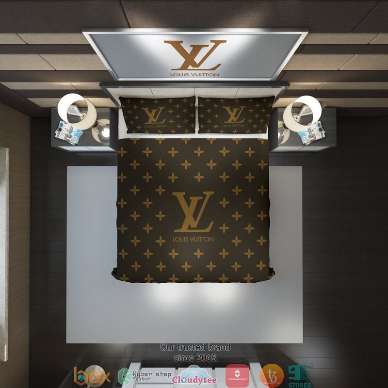Louis Vuitton Yellow Logo Brown Duvet Cover Bedding Set Louis Vuitton Yellow Logo Brown Duvet Cover Bedding Set