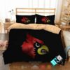 Louisville Cardinals Ncaa Logo Black Bedding Set