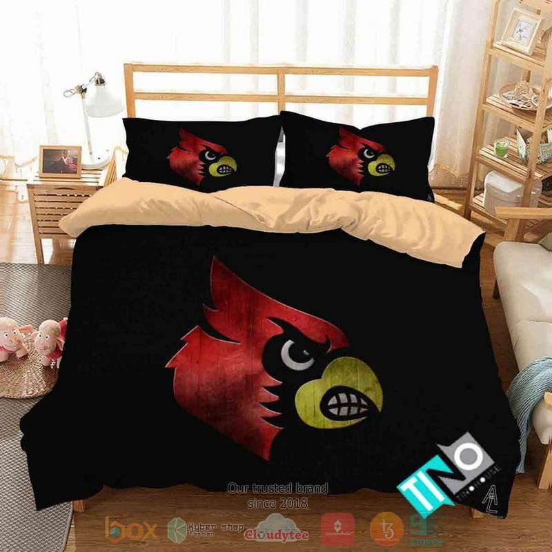 Louisville Cardinals Ncaa Logo Black Bedding Set Louisville Cardinals Ncaa Logo Black Bedding Set