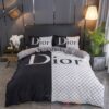 Luxury Christian Dior Brand Black-White Bedding Sets