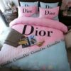 Luxury Christian Dior Brand Pink-Blue Bedding Sets
