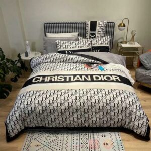 Luxury Christian Dior Brand White-Black Bedding Sets