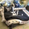 Lv Louis Vuitton Black-Cream Inspired Bedding Set