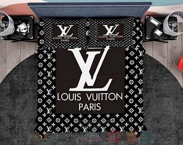 Lv Louis Vuitton Black-White Caro Inspired Bedding Set Lv Louis Vuitton Black-White Caro Inspired Bedding Set