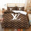 Lv Louis Vuitton Brown Quilt Bedding Set