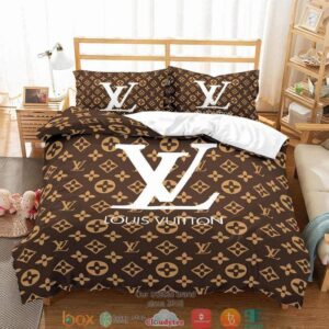 Lv Louis Vuitton Brown Quilt Bedding Set
