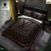 Lv Louis Vuitton Dark Brown Inspired Bedding Set