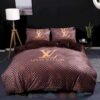 Lv Louis Vuitton Dark Pink Inspired Bedding Set