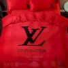 Lv Louis Vuitton Full Red Inspired Bedding Set