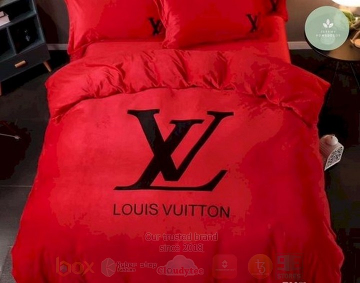 Lv Louis Vuitton Full Red Inspired Bedding Set Lv Louis Vuitton Full Red Inspired Bedding Set