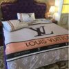 Lv Louis Vuitton Grey-Brown Inspired Bedding Set