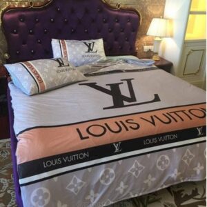 Lv Louis Vuitton Grey-Brown Inspired Bedding Set