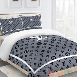 Lv Louis Vuitton Grey Inspired Bedding Set