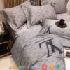 Lv Louis Vuitton Grey Quilt Bedding Set