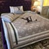 Lv Louis Vuitton Grey-White Inspired Bedding Set