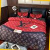Lv Louis Vuitton Red-Chocolate Inspired Bedding Set
