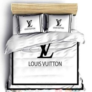 Lv Louis Vuitton White Inspired Bedding Set