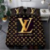 Lv Louis Vuitton Yellow-Black Logo Inspired Bedding Set