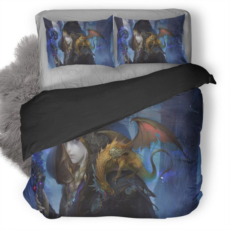 Magic Girl With Dragon Z1 Duvet Cover and Pillowcase Set Bedding Set Magic Girl With Dragon Z1 Duvet Cover and Pillowcase Set Bedding Set