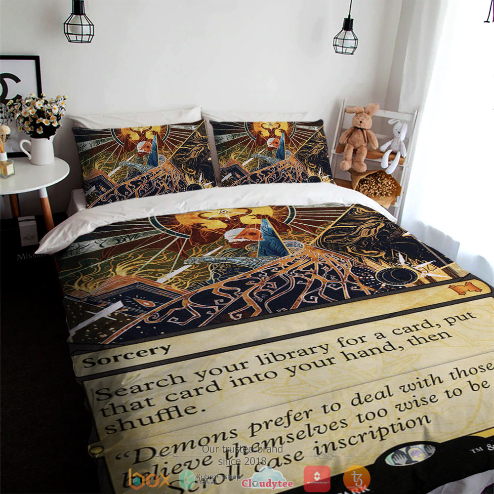 Magic The Gathering Demonic Tutor Sherpa Bedding Set Magic The Gathering Demonic Tutor Sherpa Bedding Set